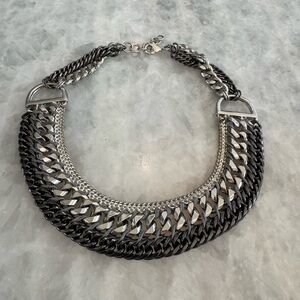 Stella & Dot Silver and Black Femme Fatale Necklace
